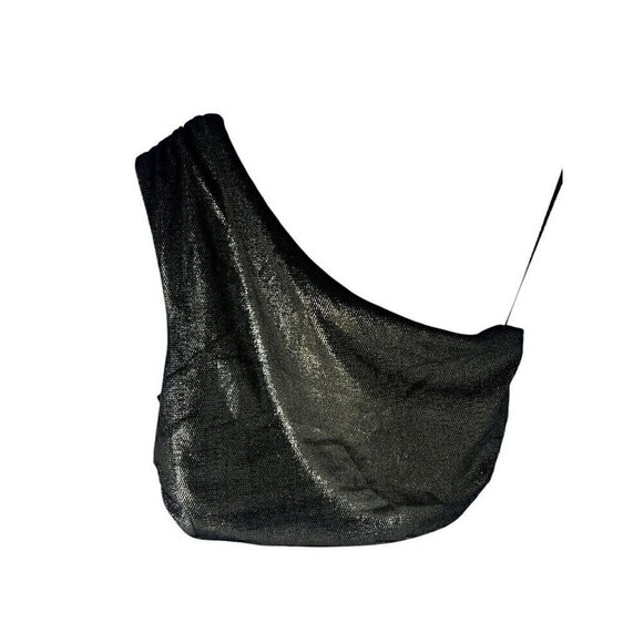 Susana Monaco Sequin BLACK, One Shoulder Crop TOP, RUCHED, TAYLOR SWIFT ERA, SM - Picture 3 of 8